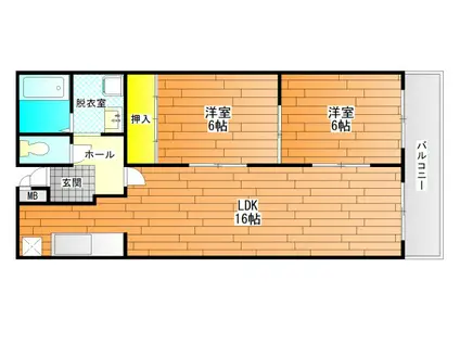ライゼックス伸和(2LDK/4階)の間取り写真
