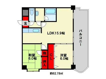 サンシティ南ヶ丘21(2LDK/3階)の間取り写真