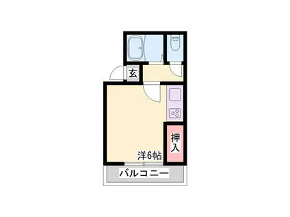 浅田ハイツ(ワンルーム/2階)の間取り写真
