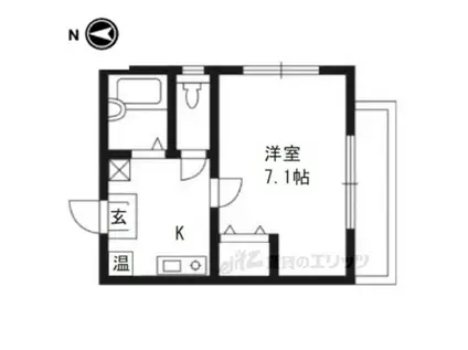 阪急京都線 洛西口駅 徒歩16分 2階建 築24年(1K/1階)の間取り写真