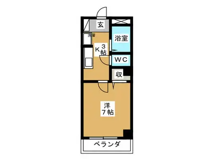 パインコート・七瀬(1K/1階)の間取り写真