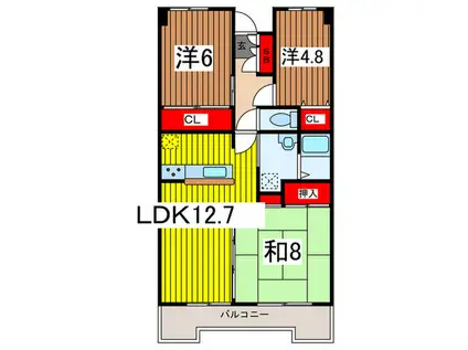 グランドール大宮(3LDK/4階)の間取り写真