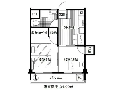 常陽マンション(2DK/2階)の間取り写真