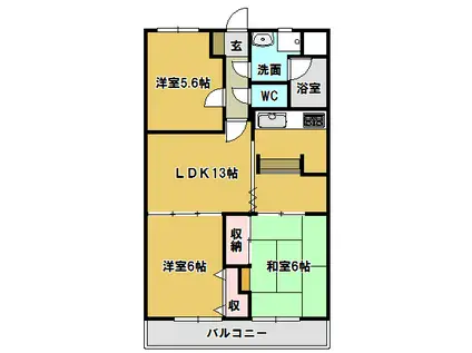 コンフォトゥールII(3LDK/3階)の間取り写真