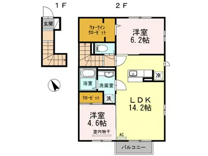 セジュールSAWA(2LDK/2階)の間取り写真