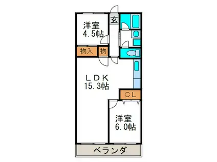 ハイツ桃山(2LDK/2階)の間取り写真