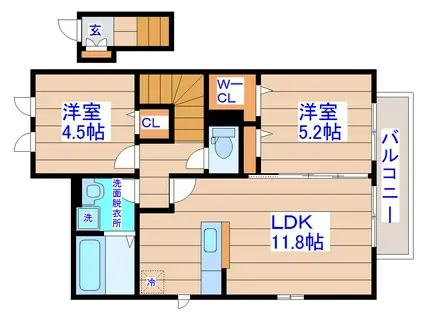 D-ROOM神谷沢(2LDK/2階)の間取り写真