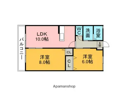 サクラハイムI・II(2LDK/2階)の間取り写真