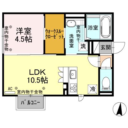 アリストス矢木(1LDK/2階)の間取り写真