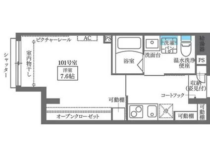 COCOCUBE東蒲田(1K/1階)の間取り写真