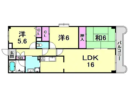 ドミールタワー幸大(3LDK/3階)の間取り写真