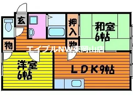 サンビレッジ竜之口E(2LDK/2階)の間取り写真