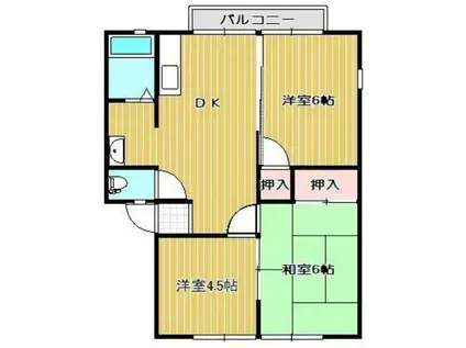 パナハイツドリーム坂出D棟(3DK/2階)の間取り写真