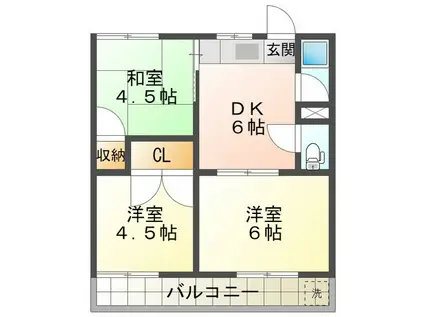 梅ヶ丘ハイツ(3DK/2階)の間取り写真