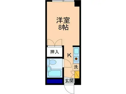 信開グランドハイツ・ブローニュ(ワンルーム/1階)の間取り写真