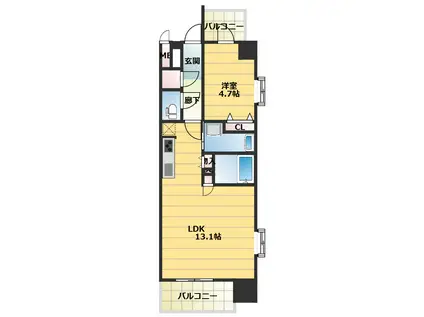 スプランディッドVIII(1LDK/9階)の間取り写真