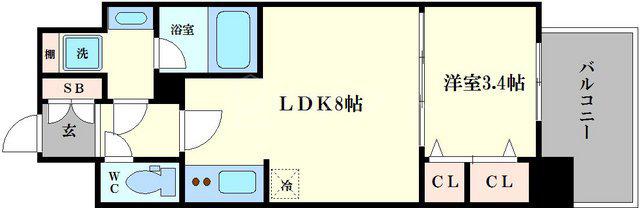 アーバネックス西天満(1LDK/2階)の間取り写真
