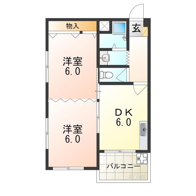 ハイツ梶本(2DK/4階)の間取り写真