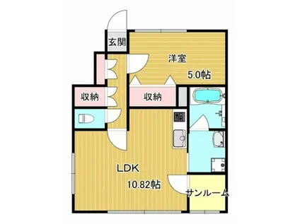 ルミエールF棟(1LDK/1階)の間取り写真