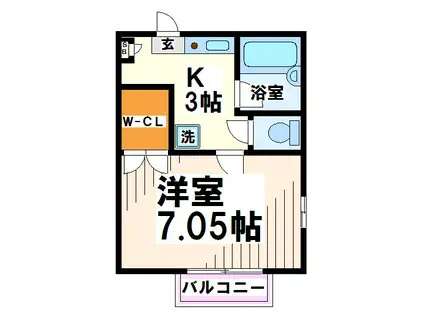 フイユルージュ 当社管理物件(1K/2階)の間取り写真