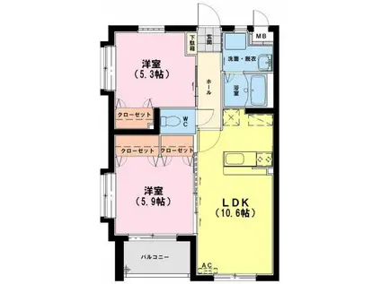 マリア・フローラ(2LDK/2階)の間取り写真