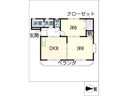 ソルトリバー(2DK/2階)の間取り写真