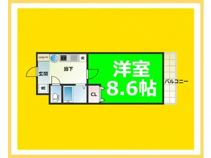 アドバンス難波ウインズ(1K/6階)の間取り写真