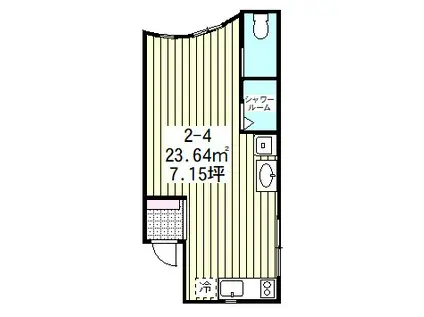 くぼみアパートメント(ワンルーム/2階)の間取り写真