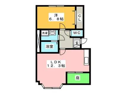 アシューレ.K(1LDK/1階)の間取り写真