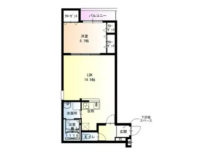 フジパレス堺大浜中町V番館(1LDK/1階)の間取り写真