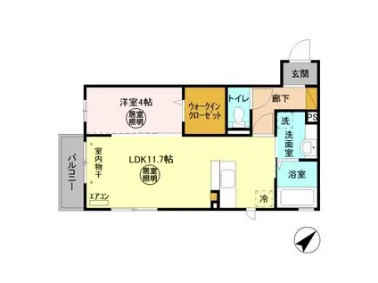 パークドオートムA棟(1LDK/3階)の間取り写真