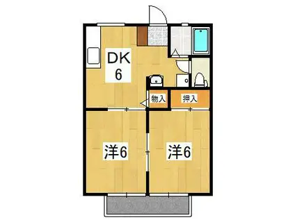 ザ・リバーサイドハイツ(2DK/2階)の間取り写真