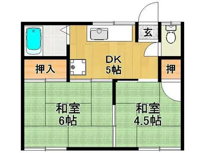 コーポ西村(2DK/2階)の間取り写真