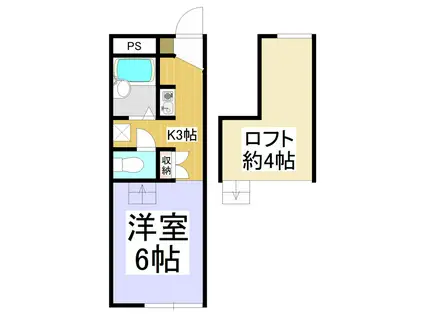 パディークレイン(1K/2階)の間取り写真