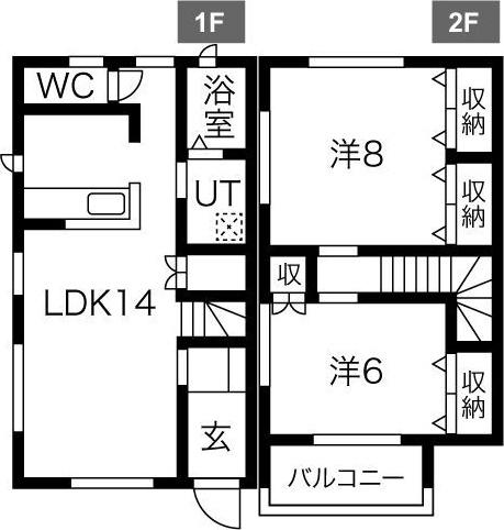 竹林メゾネットIII 西(2LDK/1階)の間取り写真