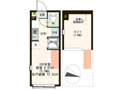 HARMONY SQUARE(ワンルーム/1階)の間取り写真