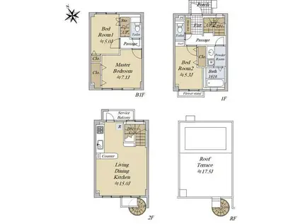セボンブランシェ武蔵野プランタン(3LDK/1階)の間取り写真