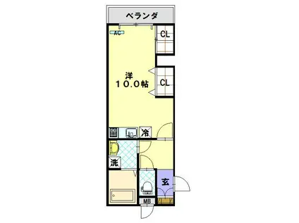 ヴィラージュ・シャル夢(ワンルーム/4階)の間取り写真