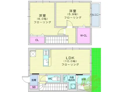 MOCA青山(2LDK/1階)の間取り写真