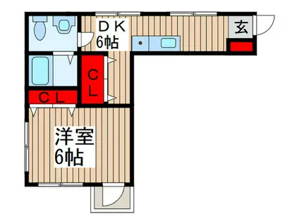 アトラスカーロ弐番館(1DK/1階)の間取り写真