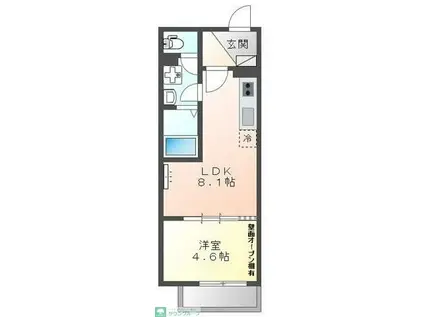 グラン ジャルダン(1LDK/2階)の間取り写真