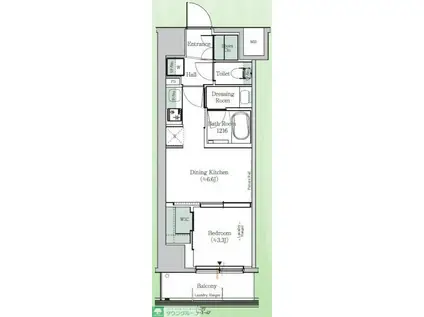 ONE ROOF RESIDENCE KIBA イースト(1DK/11階)の間取り写真