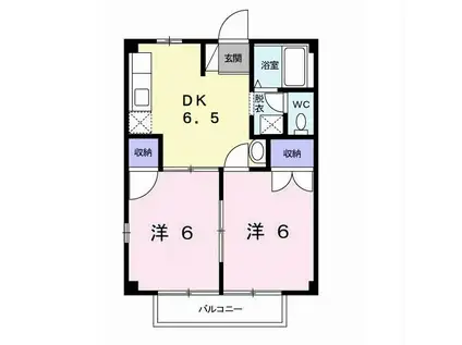 メゾン福原(2DK/2階)の間取り写真