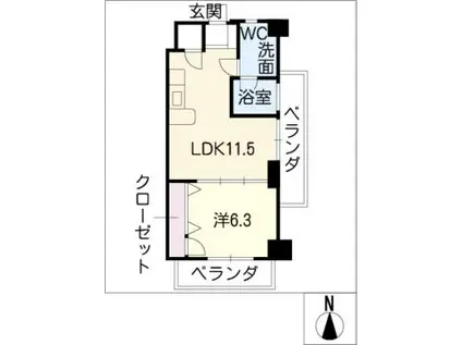 SKBUILDING-8(1LDK/4階)の間取り写真