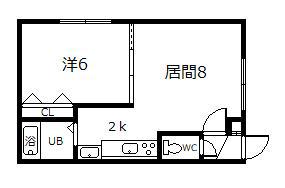 シンフォニーMIKI(1LDK/2階)の間取り写真