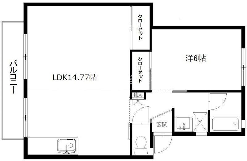 エスポワールI(1LDK/2階)の間取り写真