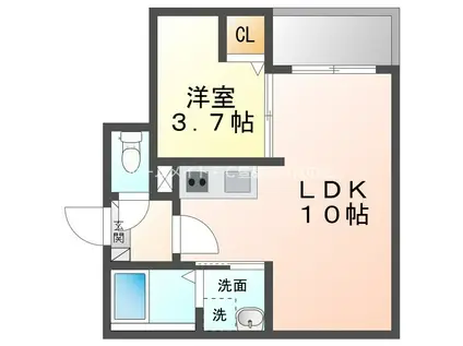JACK FUNAMACHI I(1LDK/1階)の間取り写真