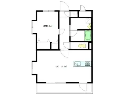 ドゥブラン上津(1LDK/2階)の間取り写真