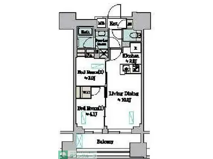 BRILLIA IST 墨田曳舟(2LDK/8階)の間取り写真