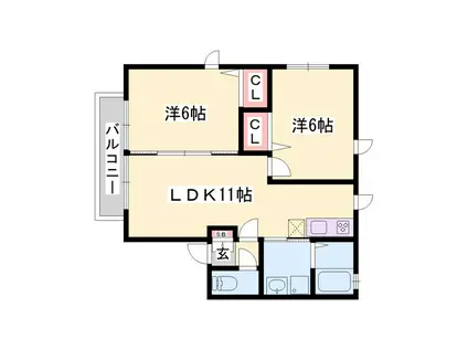 ＪＲ赤穂線 播州赤穂駅 バス乗車時間：10分 最寄りバス停で下車 徒歩4分 2階建 築23年(2LDK/2階)の間取り写真